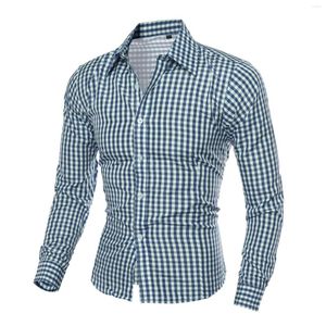 Mannen Casual Shirts Heren Plaid Shirt Lange Mouwen Voor Mannen Turn-Down Kraag Knop Blouse Top Tuniek Kleding camisas De Hombre