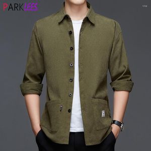 Camisas informales para hombre, camisa de pana roja para hombre, chaqueta de manga larga con botones de invierno 2023, parte superior con bolsillo en el pecho 4XL