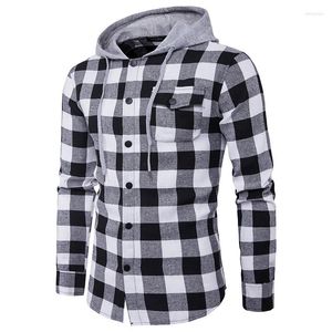 Casual shirts heren heren Mens rode geruite button up shirt shirt hap met lange mouwen Engeland tops mannen Harajuku zwart geruite blouse kleren