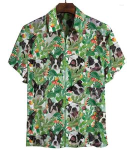 Chemises décontractées pour hommes chemises perroquet 3D imprimées à la mode hawaïenne motif de chien court col en manches