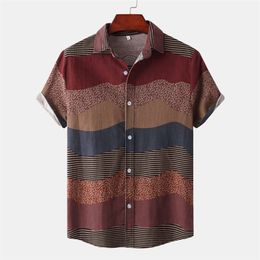 Camisas casuales para hombres Camisa para hombre Estilo étnico vintage Impresión suelta Manga corta Camisas casuales Uso diario Blusa de oficina de alta calidad Chemise Homme 220908