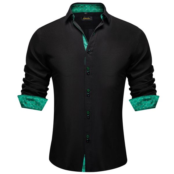 Camisas casuales para hombres Camisas de poliéster Paisley a cuadros negros y verdes sólidos Ropa para hombres de lujo Vestido de fiesta de boda Camisa de algodón Blusas 231122