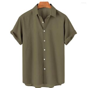 Hommes chemises décontractées hommes couleur unie chemise hawaïenne Blouse mode à manches courtes hauts 2023 ample surdimensionné quotidien t-shirt pour hommes vêtements