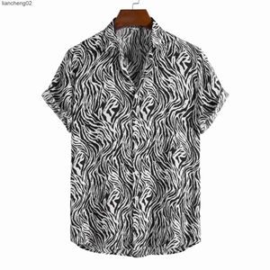 Chemises décontractées pour hommes Mentes élégantes Leopard Imprimes d'été Shirts décontractés boutonnés à manches courtes CHEMPT HAWAIIAN HOMMES HOMME HARAJUKU STREETWEAR Clothing W0328