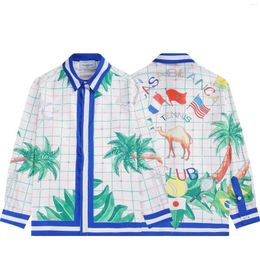 Casual shirts heren heren heren zomer tennisclub geruite kasteel mannen vrouwen Hawaiian lange mouw top T -stukken shirt kleding