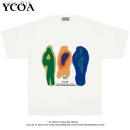 Chemises décontractées pour hommes T-shirt Coton surdimensionné d'été Impression YCOA Graphique Graphique Harajuku Hip-hop Top Loose Corée Fashion Y2K Vêtements esthétiques YQ240409
