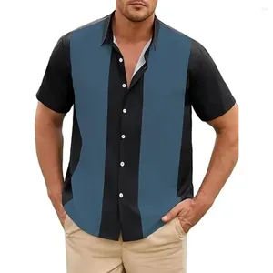 Chemises décontractées pour hommes chemises de bowling vintage rétro à manches courtes rayées bouton de mode confortable tops m-2xl