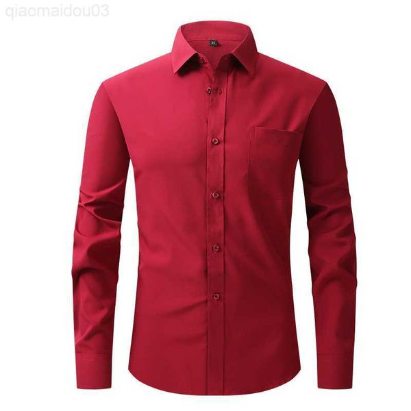 Camisas casuales para hombres camisas de vestir rojo para hombres camisas de manga larga de manga larga