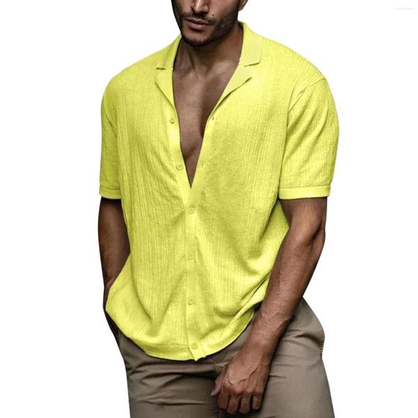 Chemises décontractées pour hommes vêtements pour hommes mode pour hommes 2023 vêtements solide tissu doux à manches courtes Simple chemise vêtements d'été
