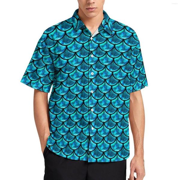 Chemises décontractées pour hommes Sirènes Balances Chemise de plage Hommes Mignon Animal Imprimé Graphique à manches courtes Harajuku Blouses surdimensionnées Cadeau d'anniversaire