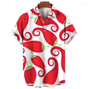 Casual shirts voor heren Mexico Red Chili 3D Gedrukt voor mannen Kleding Chili Groenten Grafische blouses Streetwear Rapel Blouse Korte mouw