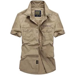 Chemises décontractées pour hommes Chemises à manches courtes militaires Hommes Armée Outwear Séchage rapide Respirant Été Cargo Pocket Plus Size Camisa Social Masculina Z230705