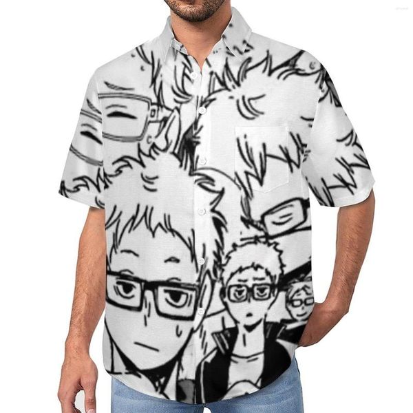 Chemises décontractées pour hommes Miya Atsumu chemisiers imprimés homme Haikyuu Art hawaïen à manches courtes graphique mode chemise de plage surdimensionnée idée cadeau