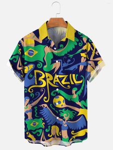 Chemises décontractées pour hommes Molilulu Vêtements vintage pour hommes Brésil Imprimer Chemise hawaïenne respirante à manches courtes
