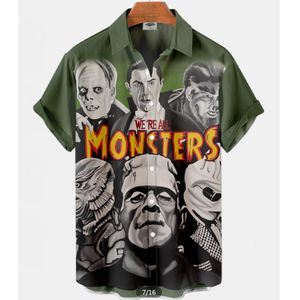 Casual shirts voor heren filmpersonage Horror Retro Summer Street Clothing 3D Printing 230425
