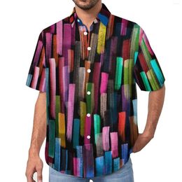 Camisas informales para hombre, camisa con estampado geométrico múltiple, rayas de acuarela, blusas holgadas hawaianas divertidas, camisetas de manga corta con gráficos de gran tamaño