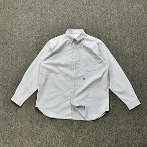 Chemises décontractées pour hommes Nanamica Manches longues Japonais Automne Vintage Stripe Spliced Poche tissée Brodée Tops à poitrine unique