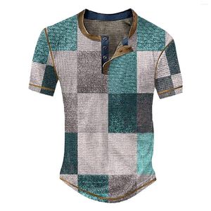 Casual shirts voor heren Hals met korte mouwen Top Gestreepte compressieset Rayon Heren met lange mouwen Dunne T-stukken Licht shirt