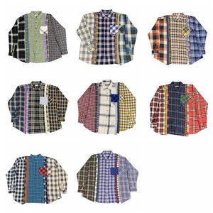 Chemises décontractées pour hommes Needles Rocky Same 7cuts Stitching Washed Reconstitued Vintage ins shirt vintage