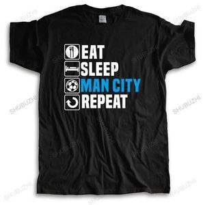 Mannen Casual Shirts Nieuwe mode t-shirt katoen tees EAT SLEEP MAN CITY REPEAT merk top tee unisex teeshirt streetwear t-shirt voor jongens drop shippingC24315