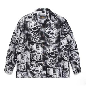 Camisas informales para hombres Camisas nuevas para hombres Estampados de la mejor calidad Calaveras Camisa de manga larga con cuello cubano informal holgada Haii WACKO MARIA con etiquetas YQ231103