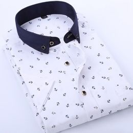 Herren Casual Shirts New Herren Frühling Sommer Print Kurzarm Shirt Print für junge und mittlere Herren Smart Casual Shirt Blau Lila Howdfeo 230505