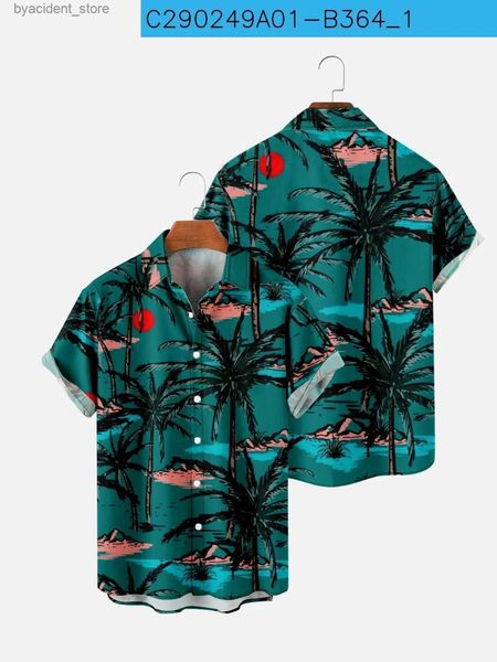 Chemises décontractées pour hommes Nouveaux hommes Green 3D Impression numérique Hawaï en liberté plus bouton de taille courte à manches à manches à manches