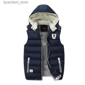 Chemises décontractées pour hommes Nouveaux hommes gilet hommes jeunesse automne décontracté à capuche hommes veste sans manches décontracté col debout vêtements pour hommes L240306