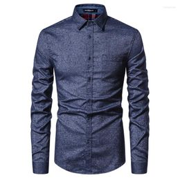 Chemises décontractées pour hommes Nice Spring Cotton Mens Dress Shirt Social Business Solid Color Men Slim Fit Patchwork