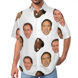 Camisas casuales para hombres Nicholas Cage Shirt Celebrity Actor Beach Loose Hawaiian Streetwear Blusas Manga corta Gráfico Top de gran tamaño