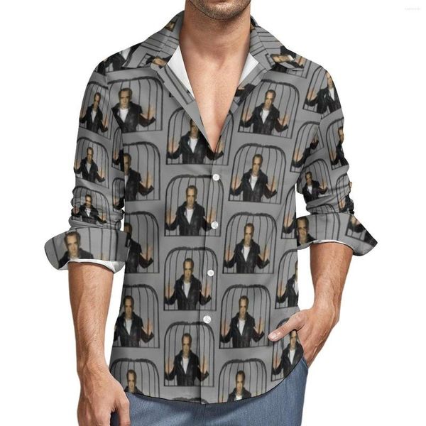 Chemises décontractées pour hommes Nicolas dans une Cage chemise automne drôle Nicholas imprimer homme Blouses amples à manches longues Design haut grande taille