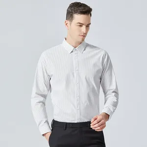 Chemises décontractées pour hommes chemises robes à rayures légères non fer