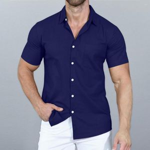 Chemises décontractées pour hommes Non pilling Men Top Short Sleeves Clothing Blouse respirante Office Solid Shirt