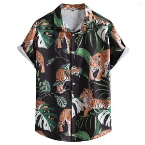 Casual shirts voor heren nieuwigheid dierenprint Hawaiian Shirt Men 2023 Brand Zomer Korte mouw knop Down Beach feestvakantie Tops xxl