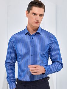 Casual shirts voor herenkantoor Non Iron Long Sleeve Basic overhemd zonder pocket comfortabel 100 katoen klassiek veelzijdige streep plaid 230822