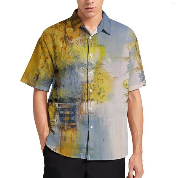 Chemises décontractées pour hommes peinture à l'huile plage hommes Aloha hommes à manches courtes hawaïen été motif Luau chemise hauts de vacances