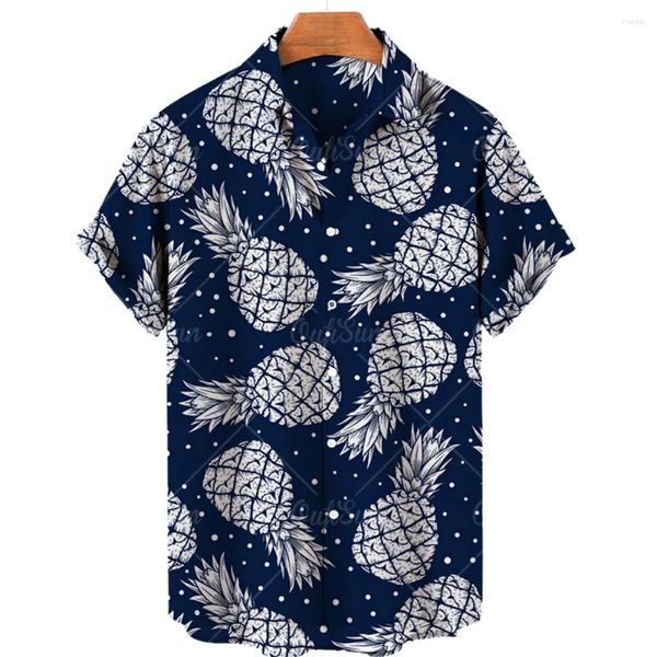 Camisas casuales para hombres Traje hawaiano floral de gran tamaño Vacaciones en la playa Y2k Vintage Patrón de frutas tropicales Ropa de diseñador para hombre Oferta