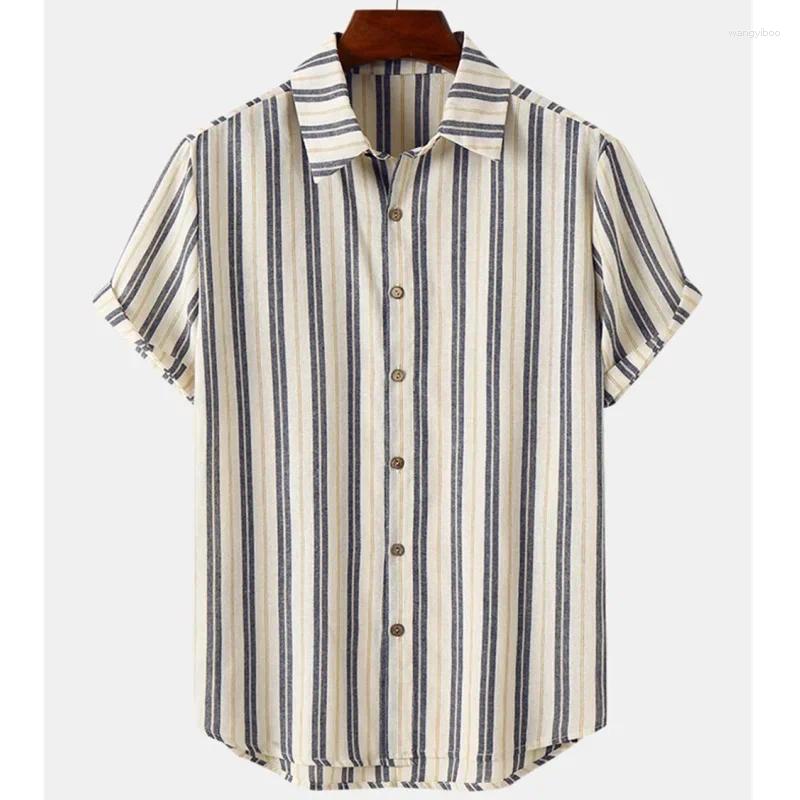 Camisas casuais masculinas camisa oversized moda 3d impresso listrado estilo de férias manga curta roupas rua moletom festa