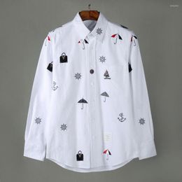 Chemises décontractées pour hommes Oxford hommes 19ss broderie parapluie sac mode coton chemise haute qualité poche à manches longues haut M 2XL # G73