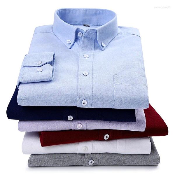 Chemises décontractées pour hommes Oxford Spinning Shirt Youth Edition coréenne Stripe Stripe à manches longues Top Fashion