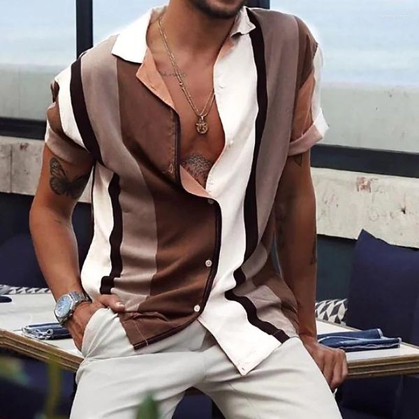 Chemises décontractées pour hommes Party Luxury Sirts For Men Social Summer Sort Slim Tops 2023 Revers Button Tee 5XL Fasion Blouse Male Desiner Clotin
