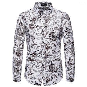 Casual shirts voor heren Party T Kleed Men Shirt Daily Polyester gedrukt All Seasons Band Kraag Button Down Fitness Rapel