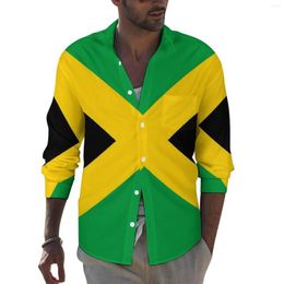 Casual shirts voor heren patriottische jamaica vlaggenman groen geel shirt lange mouw trendy esthetische blouses lente ontwerpkleding plus maat