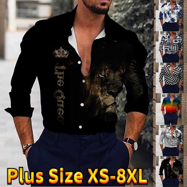 Chemises décontractées pour hommes personnalisées éblouissantes imprimées boutonnées à manches longues chemise Design classique coupe ajustée quotidien XS-8XL