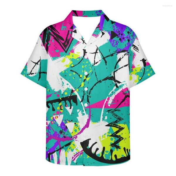 Chemises décontractées pour hommes personnalité Street Art Graffiti Culture attire les filles imprimé classique Chemise de plage hawaïenne pour hommes Chemise Homme