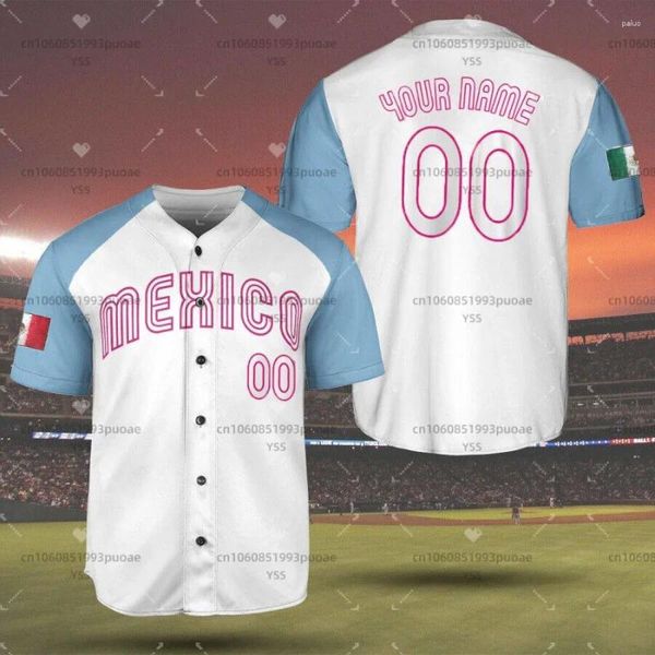 Chemises décontractées pour hommes personnalisés Mexico Baseball 2024 World Classic Jersey Print Custom and Women's Shirt