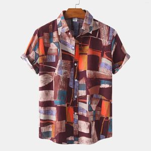 Chemises décontractées pour hommes Patchwork Patchwork Pattern motif de mode Design de mode et chemise boutonnée à manches courtes pour femmes