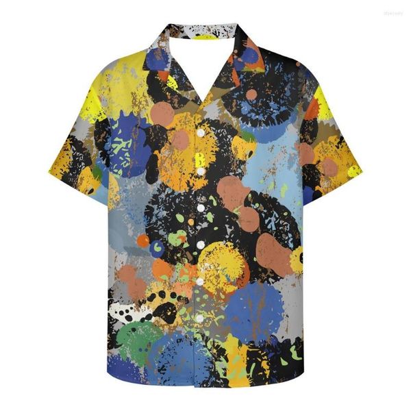 Camisas casuales para hombres Patrón de graffiti callejero personalizado Pintura al óleo del arte Atraer a las niñas Ropa de manga corta hawaiana para hombres Suelta