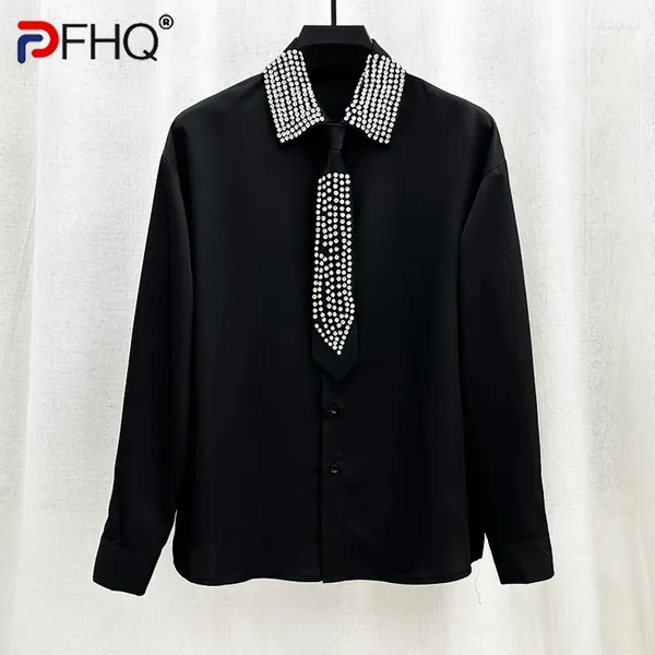 Chemises décontractées pour hommes PFHQ Niche Industrie lourde Diamant incrusté de broderie Cravate coréenne légère tendance de luxe en vrac Tops d'été 21Z4116