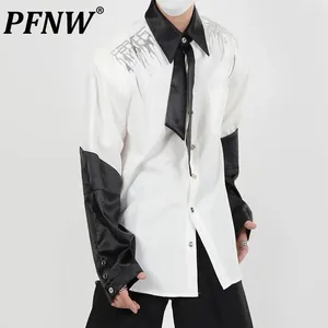 Casual overhemden voor heren PFNW Niche vloeibare metalen schoudervulling overhemd patchwork ontwerp vest punk jas top silhouet tij chique mode
